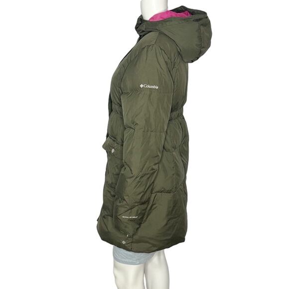 Columbia Long Puffer Down Coat Omni-Shield Youth 18/20 Hooded Full Zip - Picture 2 of 8